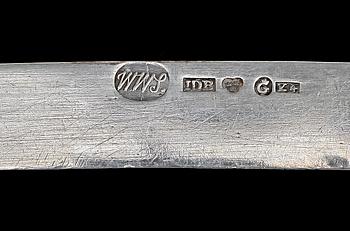 SERVISDELAR, silver, 12 delar, Olga o snäckmodell, CAS,  Eksjö, 1856, IDB, Göteborg, 1840 samt 1830. Tot vikt ca358,2g.