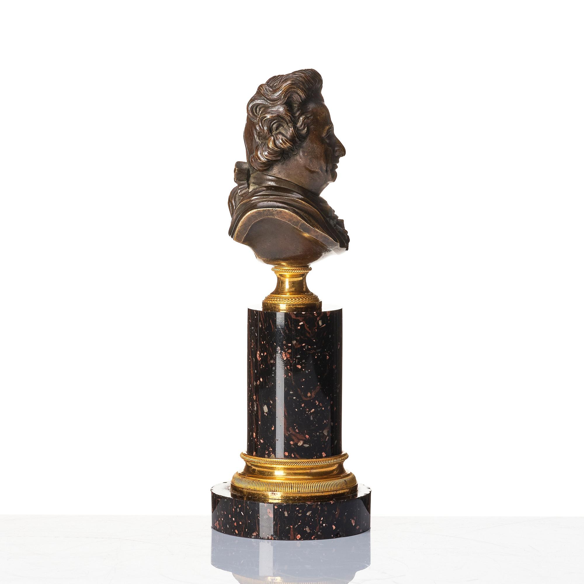 Bordsbyst, Gustav III, efter Johan Tobias Sergel, tillskriven Fredrik Ludvig Rung (1758-1837).