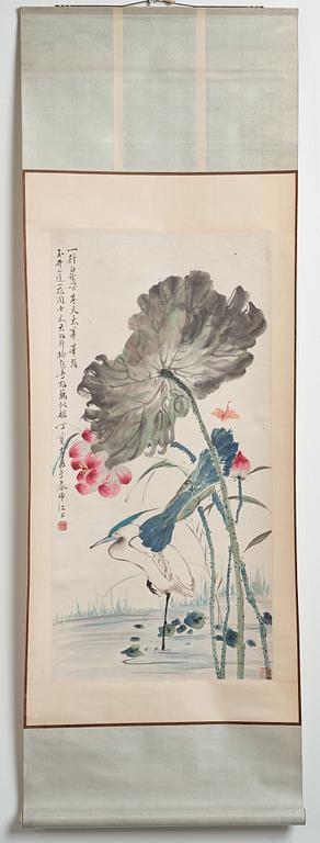 A Chinese hanging scroll, ink and color on paper, Ding Baoshu (1866-1936).