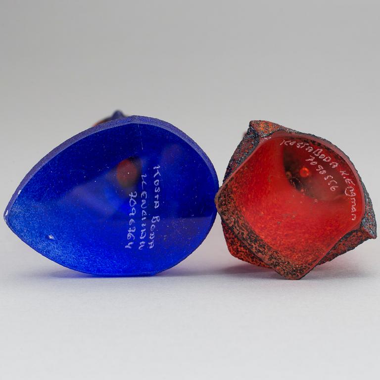 KJELL ENGMAN, figuriner, 2 st, glas. Kost Boda.