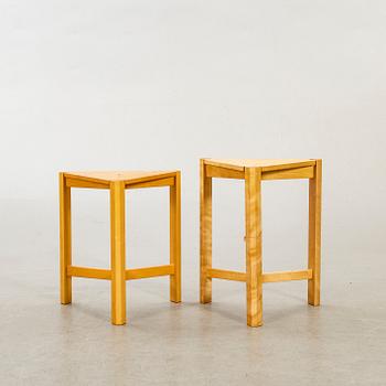 OLOF PIRA, TWO BIRCH "KAROLINA" STOOLS BY OLOF PIRA 1998.