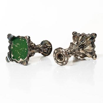 Ljusstakar, ett par, silver, barockstil, Svenska importstämplar, 1900-tal.