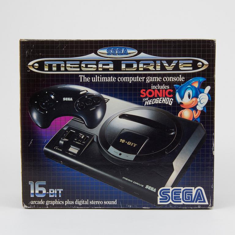 A "Sega Mega Drive" and nine games, 1990.s.