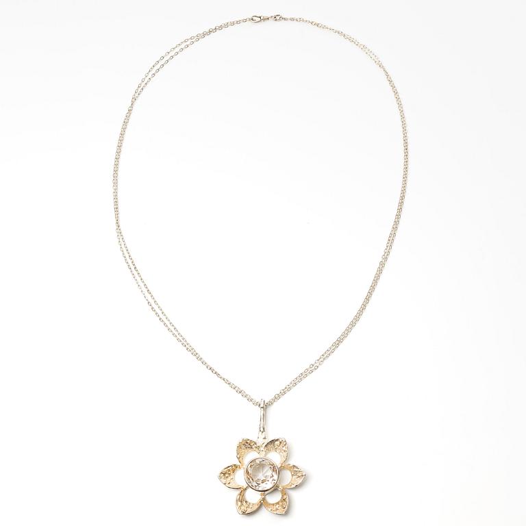 Theresia Hvorslev, Pendant, silver with faceted rock crystal, Lidköping 1972.