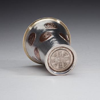 A Swedish 18th century parcel-gilt beaker, marks of Magnus Myrman, Norrköping (1706-1730).