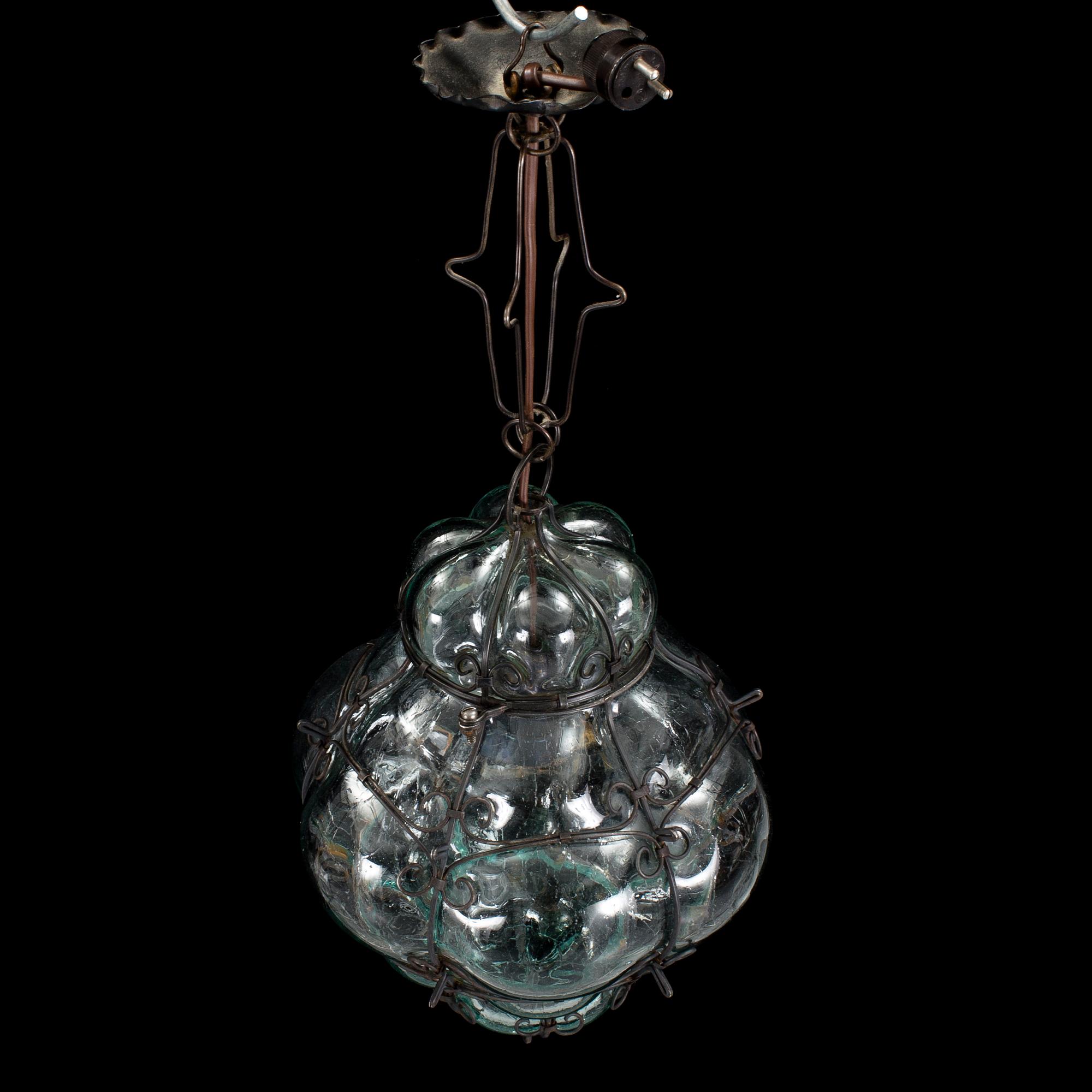 A ceiling glass lamp, Skansens glassworks, mid 20th century.