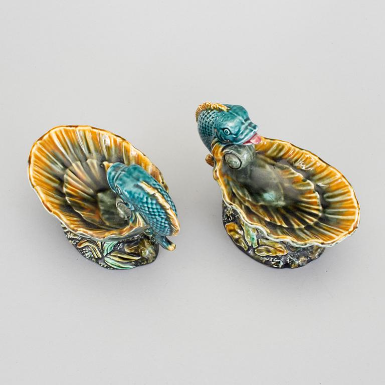 a pair of Jugend maiolica salt cellars by Rörstrand.