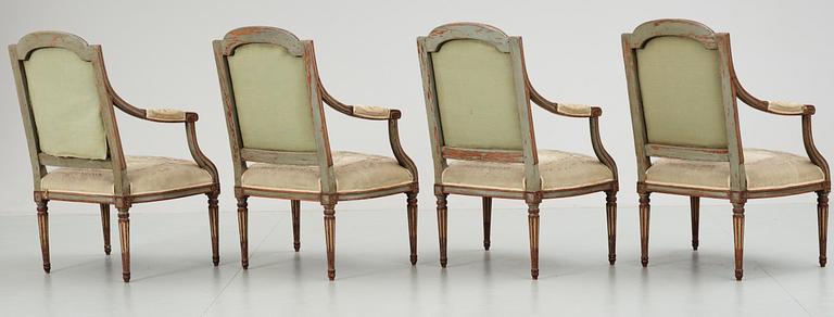 A set of four Louis XVI late 18th century  armchairs.