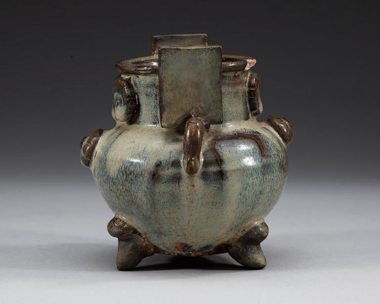 A chün glazed tripod censer, Yuan dynasty (1271-1368).