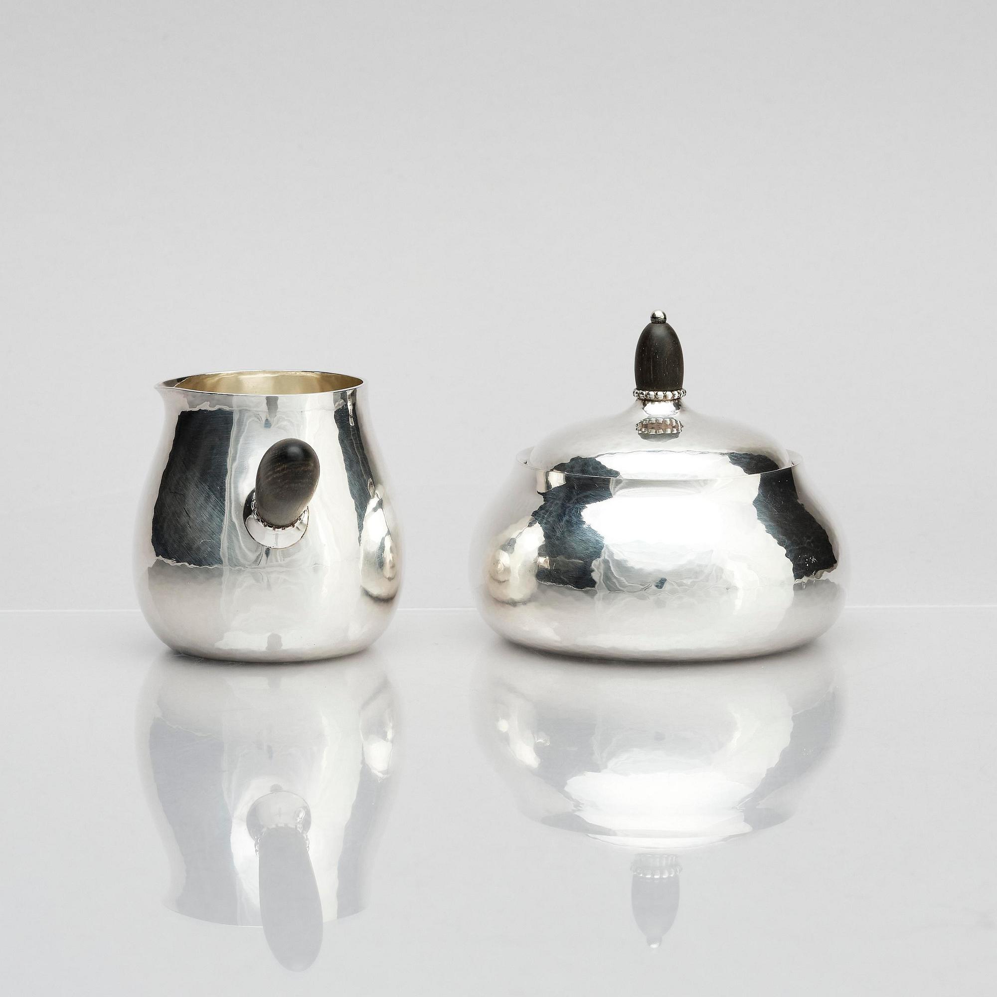 Georg Jensen, a sterling silver 3 pieces coffee set, Copenhagen, Denmark, after 1945, design no 80A.