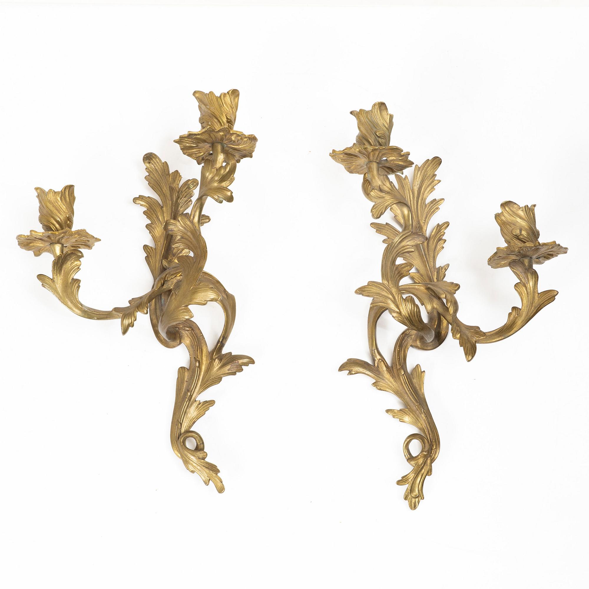 Wall sconces, a pair, Rococo style, early 20th century.