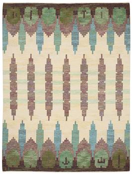 CARPET. "Hallandsåsen". Flat weave (rölakan). 245 x 189,5 cm. Signed JJ.