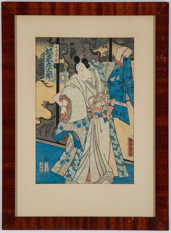 Färgträsnitt, 3 st, Japan, bl.a. Utagawa Hiroshige.