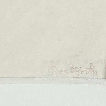 BROR HJORTH, drawing, signed with rubber stamp.