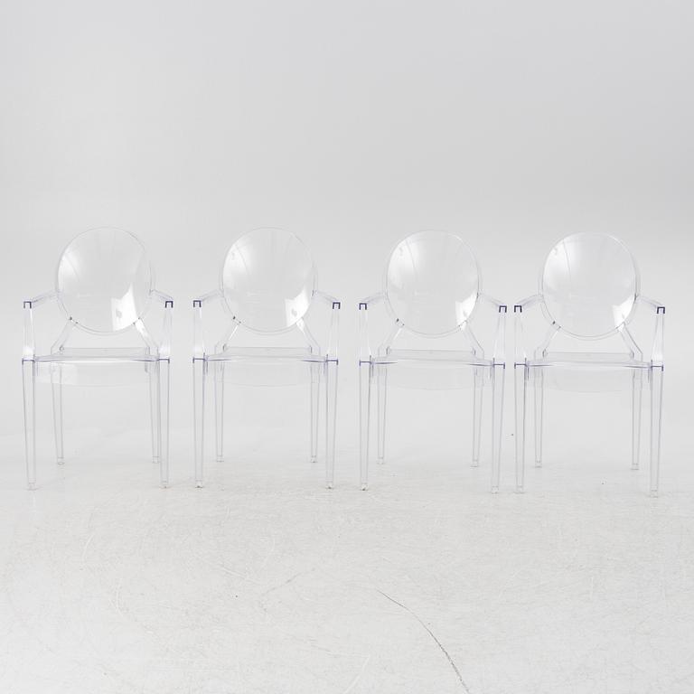 Philippe Starck, karmstolar, 4 st , "Louis Ghost", Kartell.