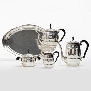 Coffee service, 5 pieces, silver, Hermann Walter, Germany, first half of the 20th century.