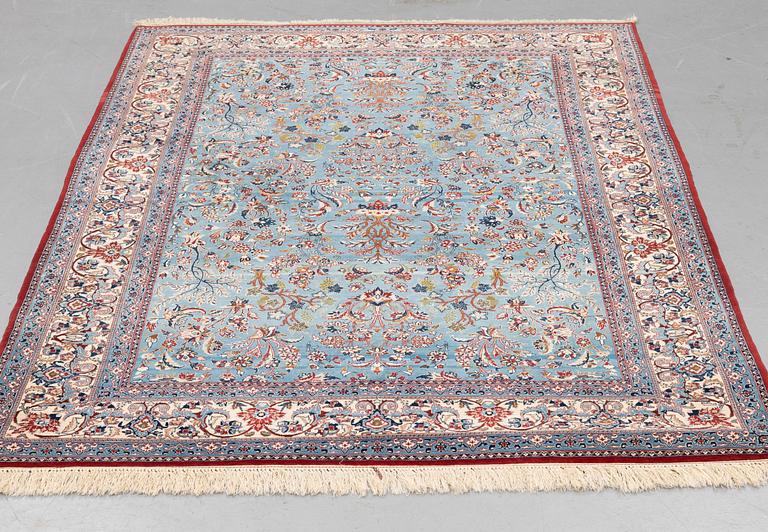 A rug, old Nain Tuteshk part silk, ca 223 x 156 cm.