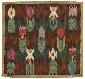 199. Märta Måås-Fjetterström, a textile, "Täppan", tapestry weave, ca 49-50,5 x 53 cm, signed AB MMF.