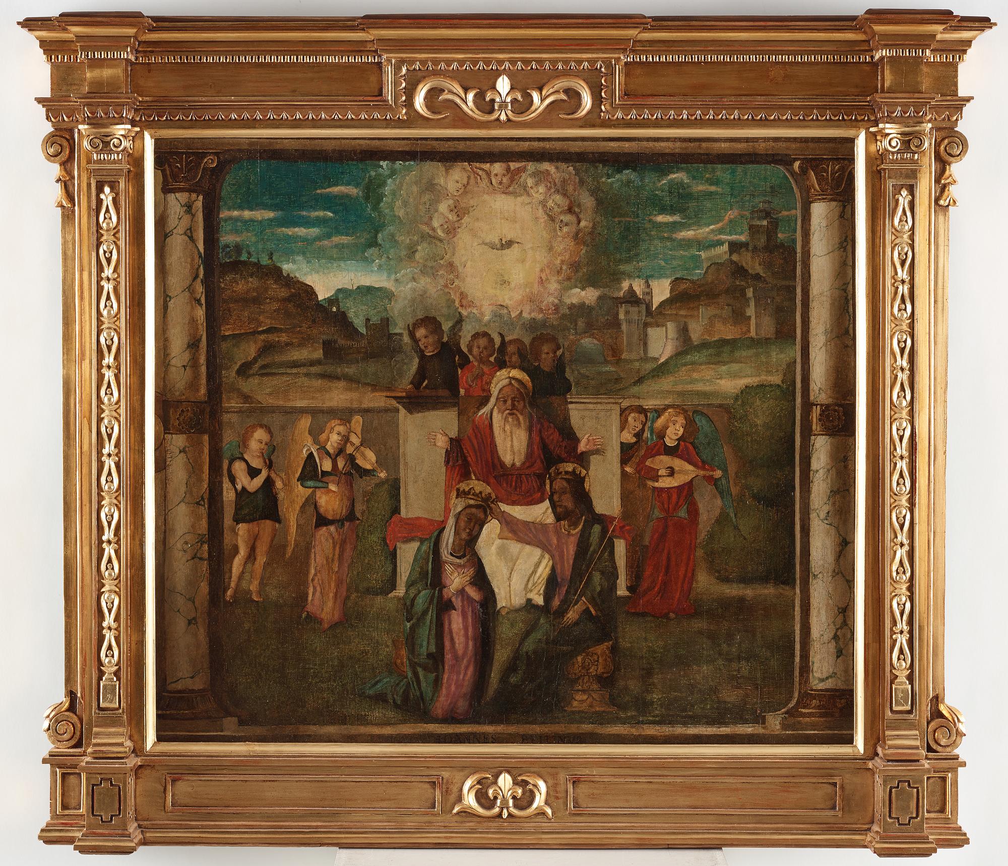Giovanni Bellini Hans ateljé/hans krets, Mary being crowned by Jesus for The Queen of Heavens.
