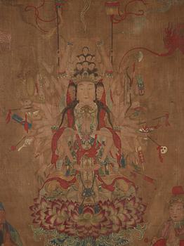 A Song-style hanging scroll of a eleven-headed Avalokiteshvara, Qing dynasty, 19th century.