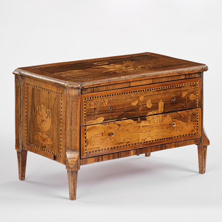 A presumably Italien Louis XVI miniature commode.