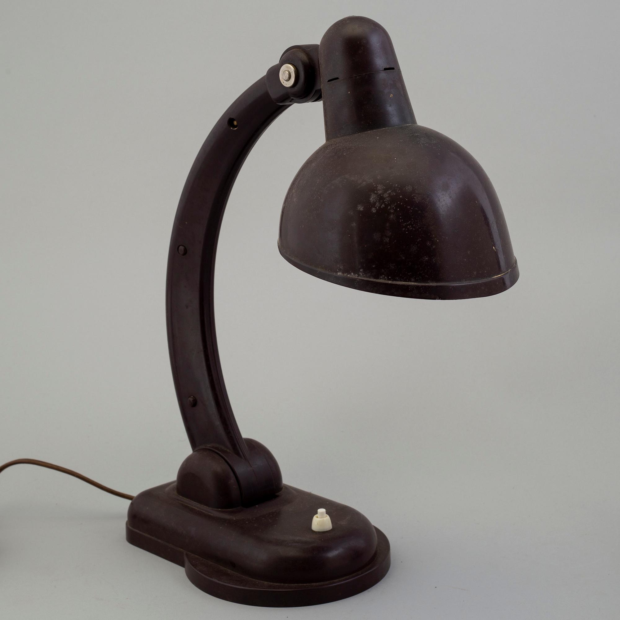 a set of three bakelite table lamps, ca 1930's.