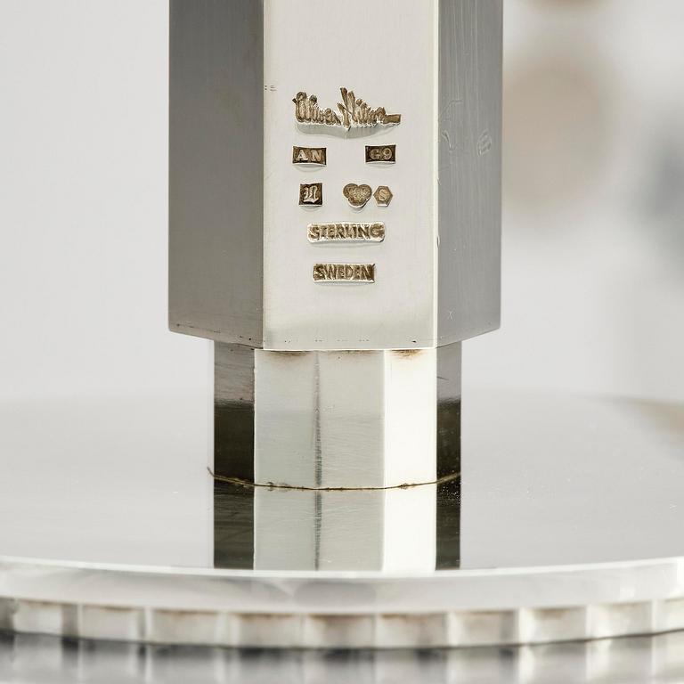 Wiwen Nilsson, a pair of sterling silver candlesticks, Lund, Sweden 11957 and 1960.