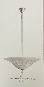 Erik Tidstrand, & Edward Hald, a ceiling lamp, model "27719", Nordiska Kompaniet & Orrefors, 1920-30s.