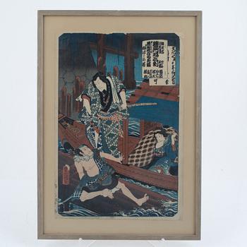 Utagawa Kunisada, efter, "Sanmon gosan no kiri", ur serien "Odori keiyo gedai zukishi".