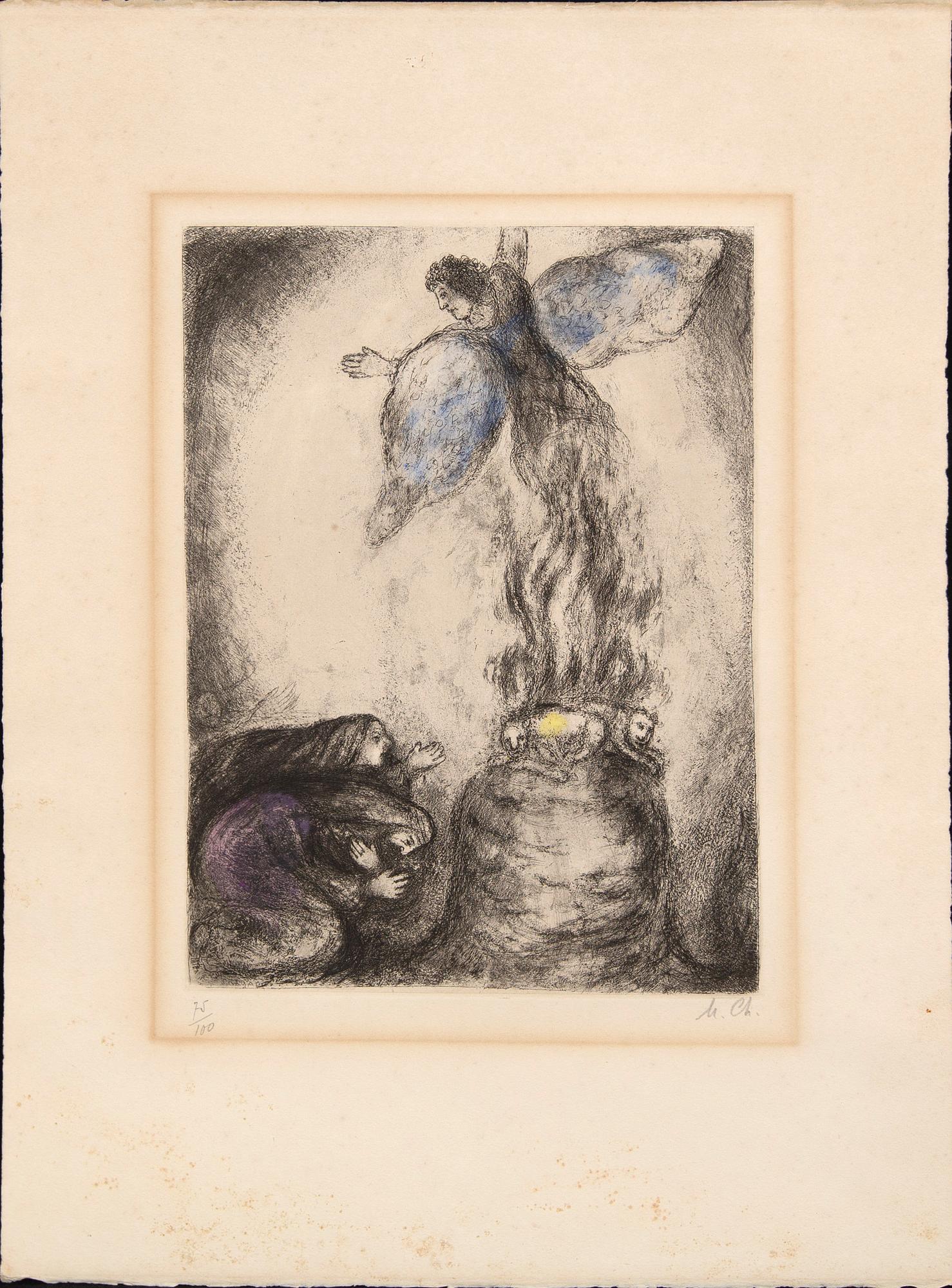Marc Chagall, handkolorerad etsning, signerad 75/100.