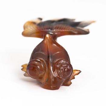 A nephrite scultpure of a goldfish, China, 20th Century.