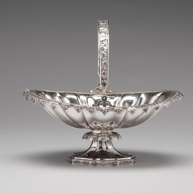 Olof Robert Lundgren, brödkorg, silver, Åbo 1847, empire.