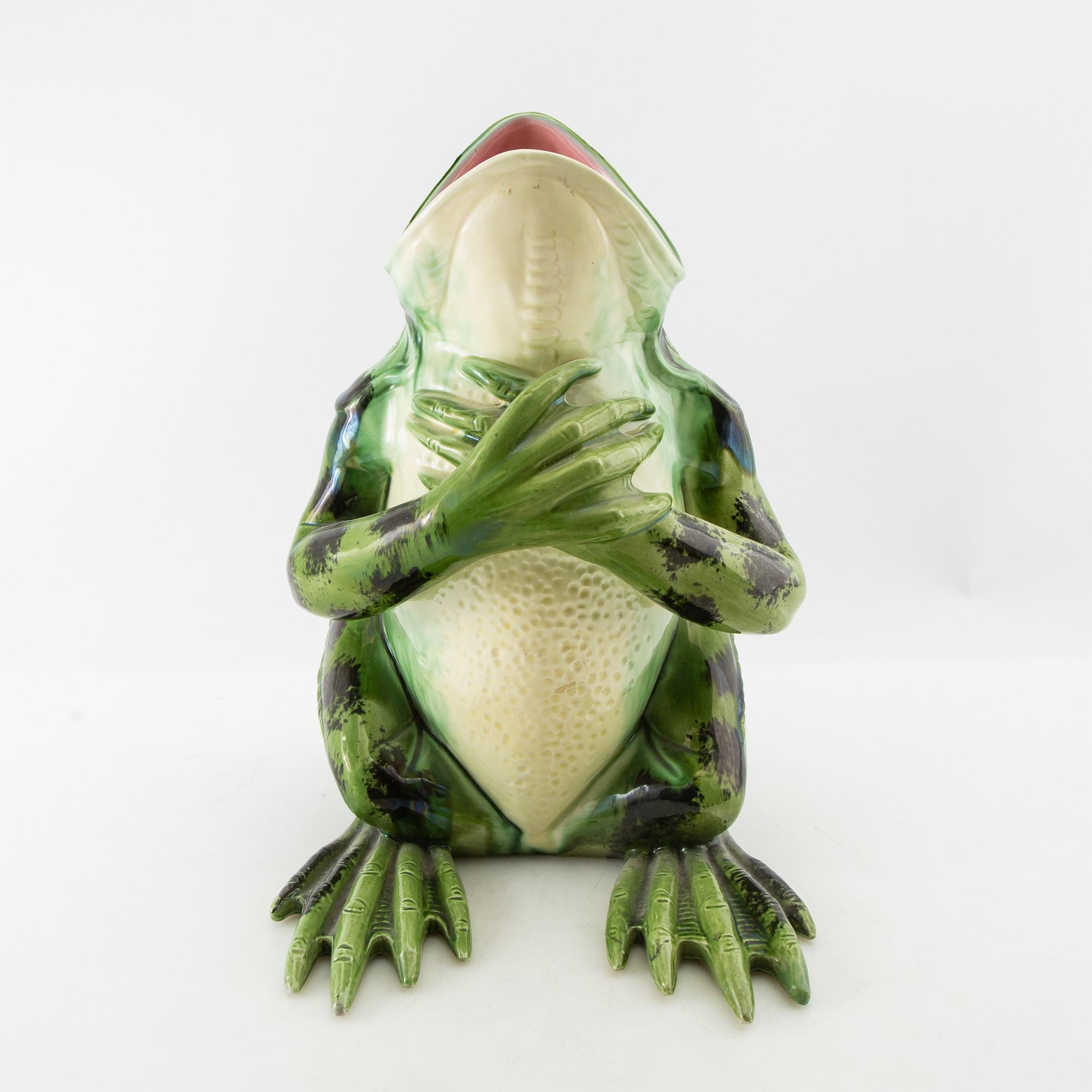 Floor vase in the form of a frog, 20th century, glazed ceramic.