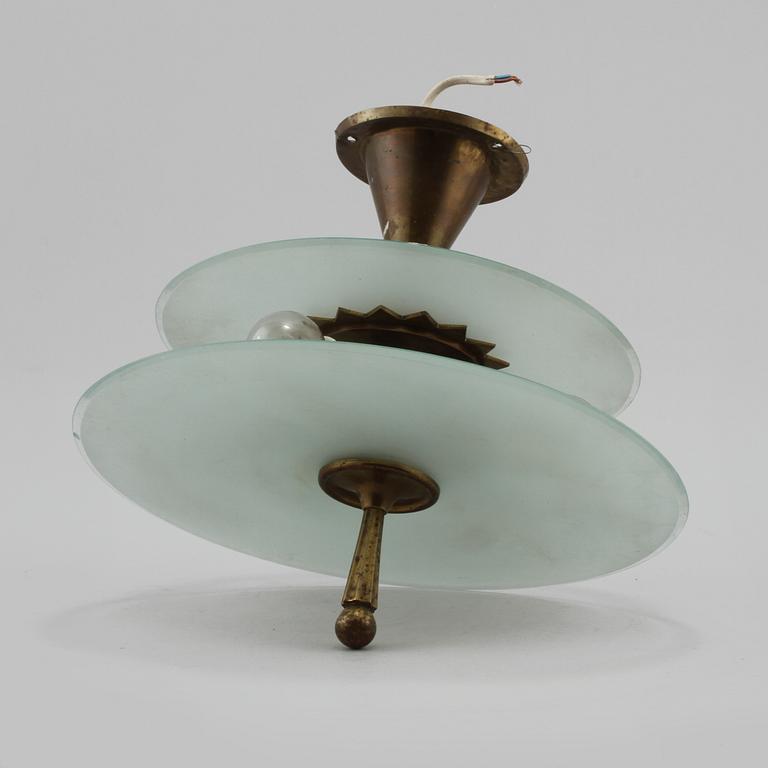 TAKLAMPA, glas, 1900-talets mitt. Diameter 35 cm.