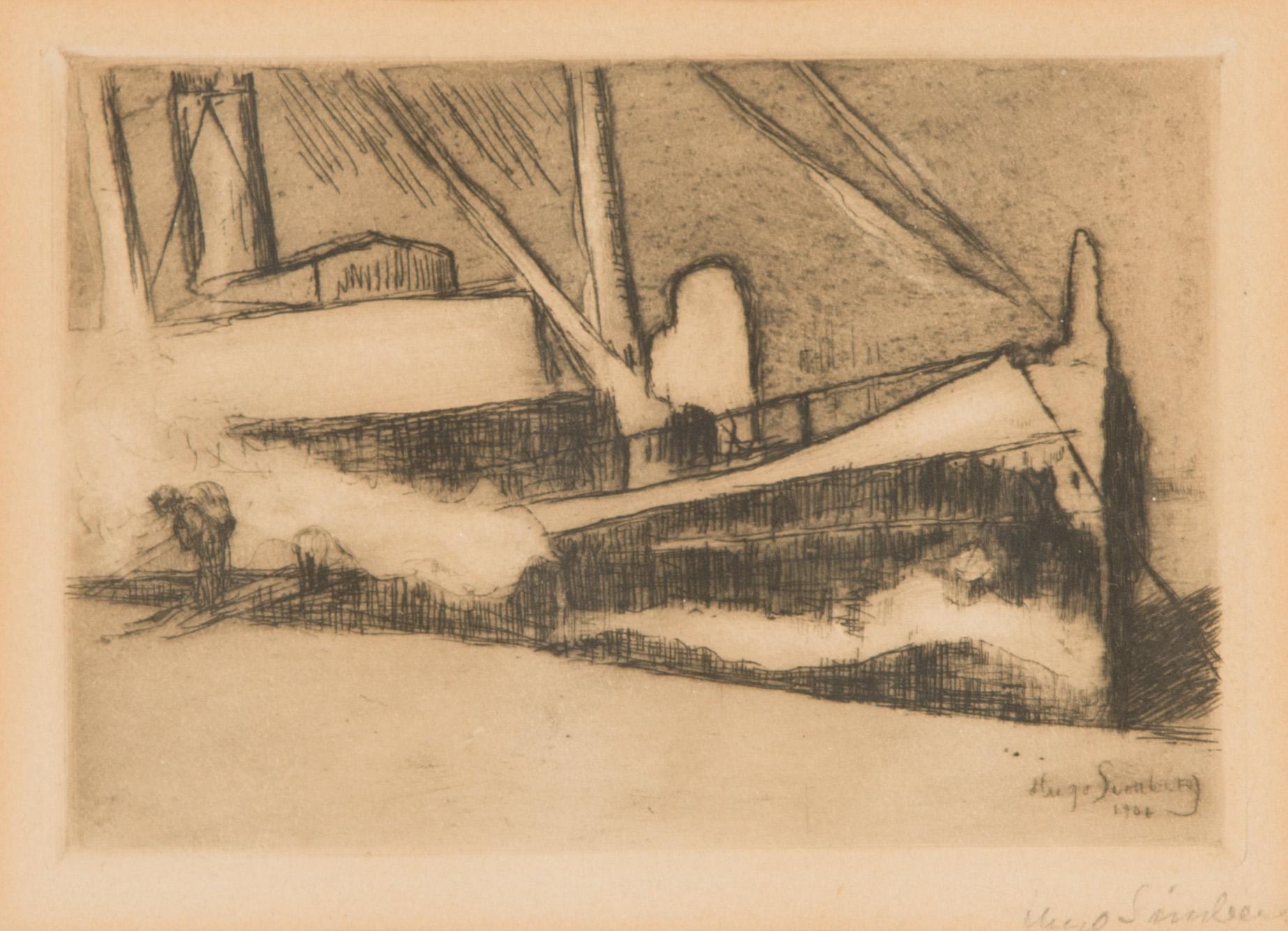 Hugo Simberg, line- and aquatint-etching, signed in plate and in pencil.