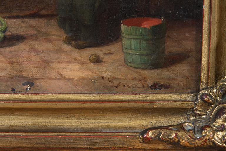 OKÄND KONSTNÄR, olja på pannå, 1800-talets   senare del.