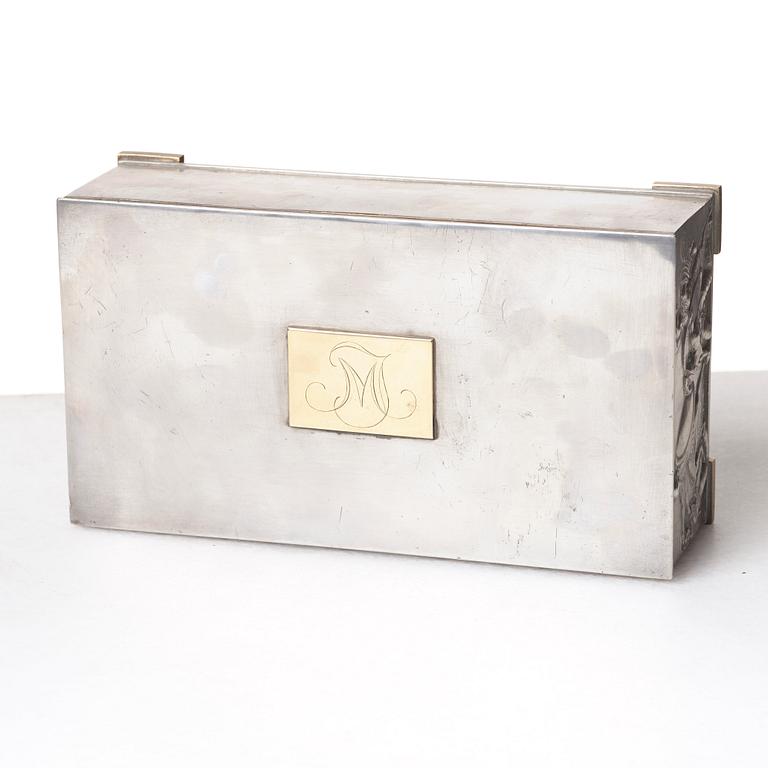 Herman Bergman's foundry, a pewter and brass box, Stockholm ca 1940.