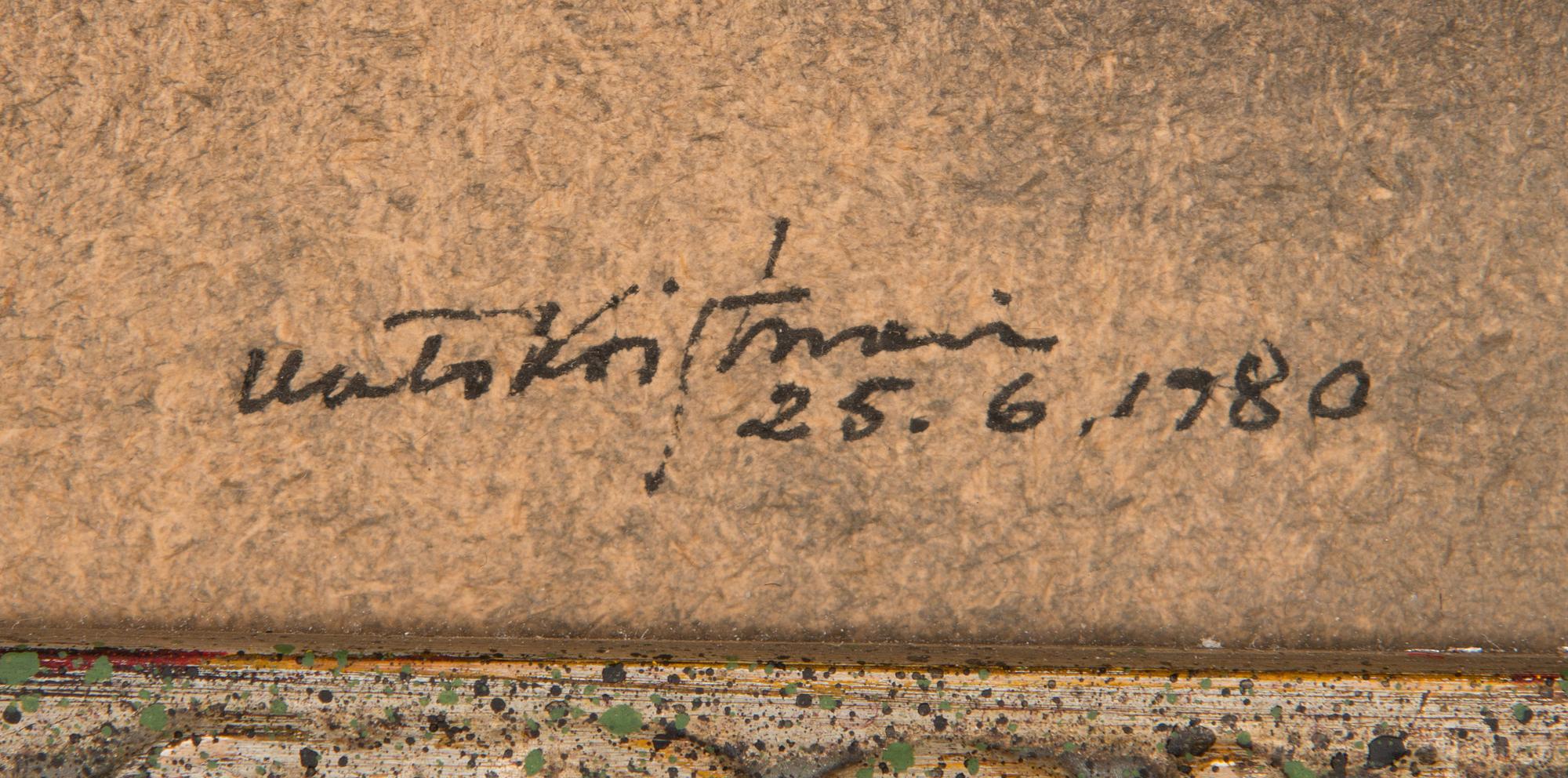 Unto Koistinen, muste, signeerattu ja päivätty 25.6.1980.