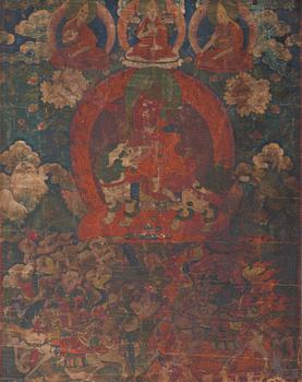 696. THANGKA, blandteknik. Tibet, 1800-tal.