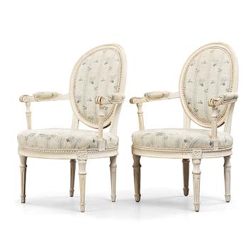 A pair of Danish late 18th century armchairs.