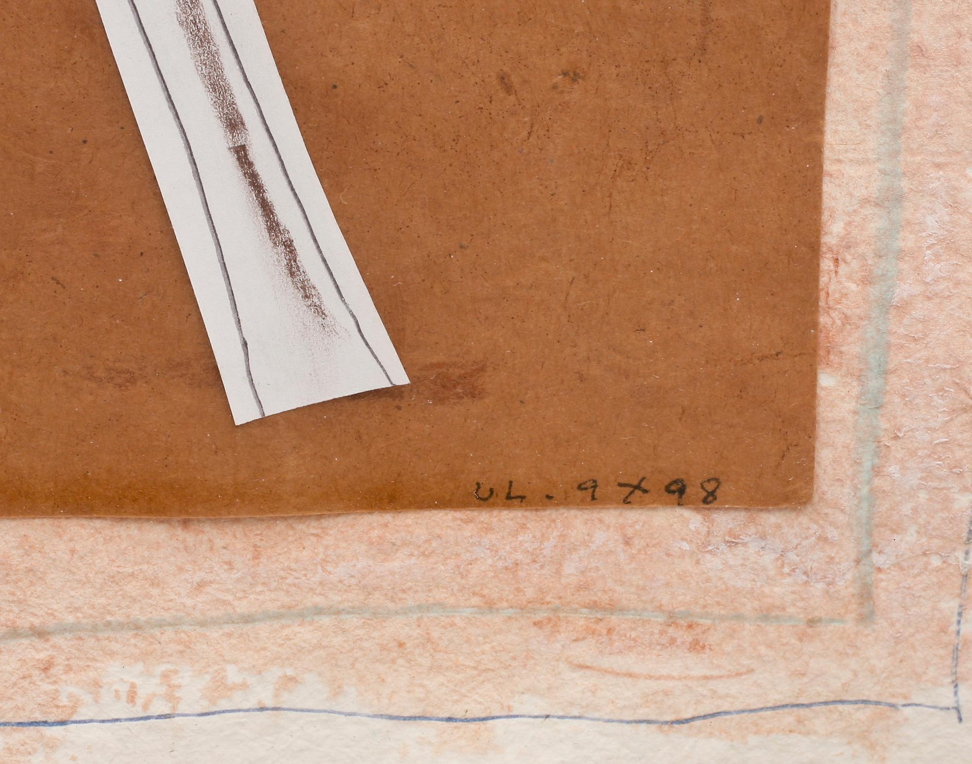 ULF LUNDELL, blandteknik med collage, monogramsign och dat 9 X 98.