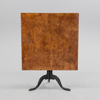 An burr alder veneered folding table, circa 1800.