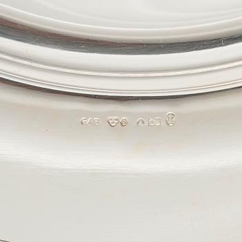 GAB, plate and two coasters, silver, Stockholm 1945-1965.