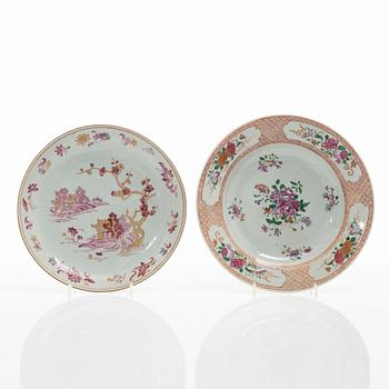 Tallrikar, 15 stycken, porslin, Kina, Qingdynastin, 1700-tal.