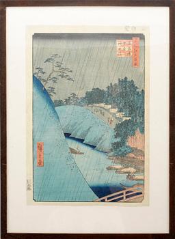 ANDO UTAGAWA HIROSHIGE, 2 st, träsnitt, Japan.