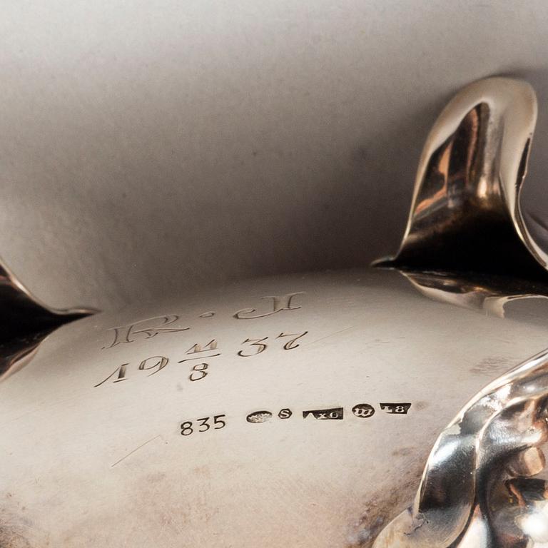 AXEL OHLSSON, kaffeservis, 3 delar, silver, rokokostil, Växjö 1937.