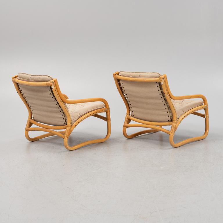 A bamboo and rattan three-piece 'Baden' furniture suite, IKEA, 1970's.