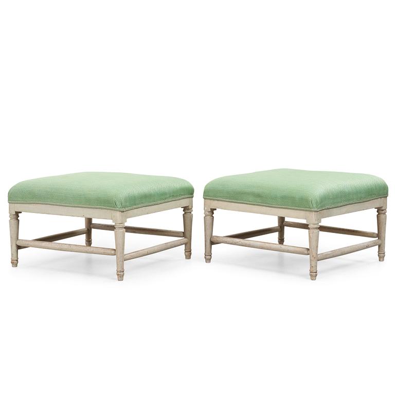 A pair of late Gustavian stools by Ephraim Ståhl (master in Stockholm 1794-1820).