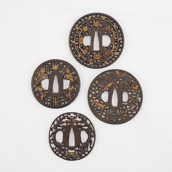 Four Japanese iron Tsubas, Edo.