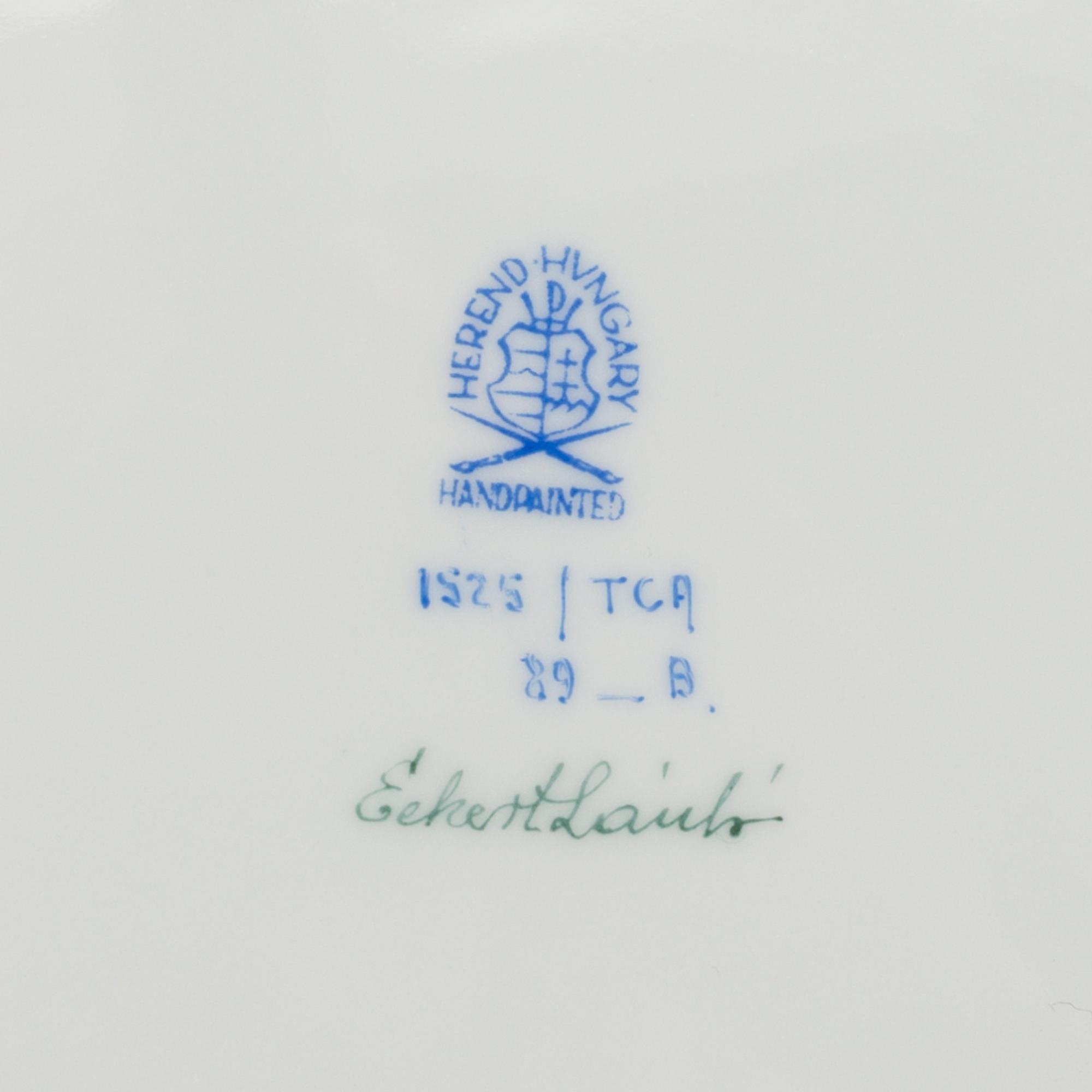 12 parts of hand painted porcelain by Herend Hungary.